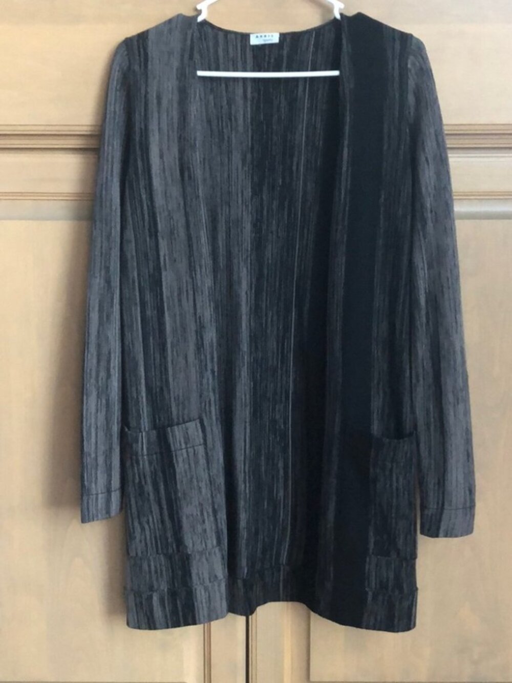 New Akris Punto 100% wool gradient stripe v-neck longline knit cardigan sweater